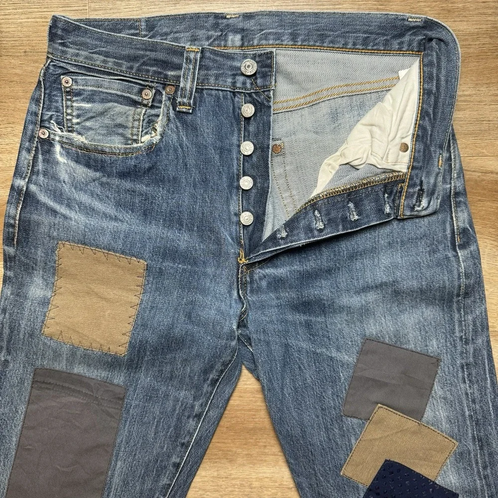 Levi's 501XX Jeans Mens 30x30 Blue Selvedge Patchwork Distressed LVC Big E Denim